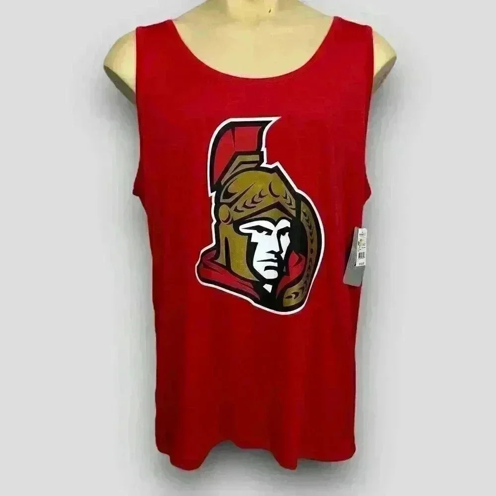 NHL Men's Ottawa Senators Tank Top S M L Red Logo Sleeveless Crewneck